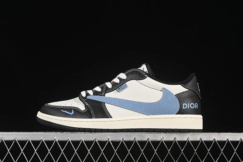 All categories Air Jordan Jordan series basketball shoes Air Jordan 1 Low High-end customized low-top sneakers Travis Scott x Fragment Design x Air Jordan 1 Low OG SP AJ1 Joe 1 Dior joint black and white small blue hook low-top cultural casual sneakers XZ5749-003